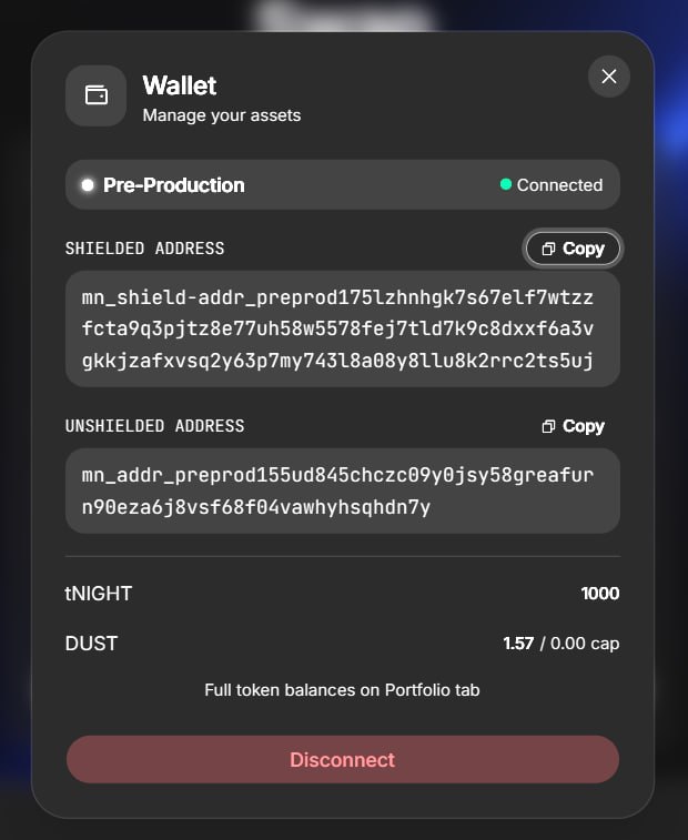 The connected wallet
